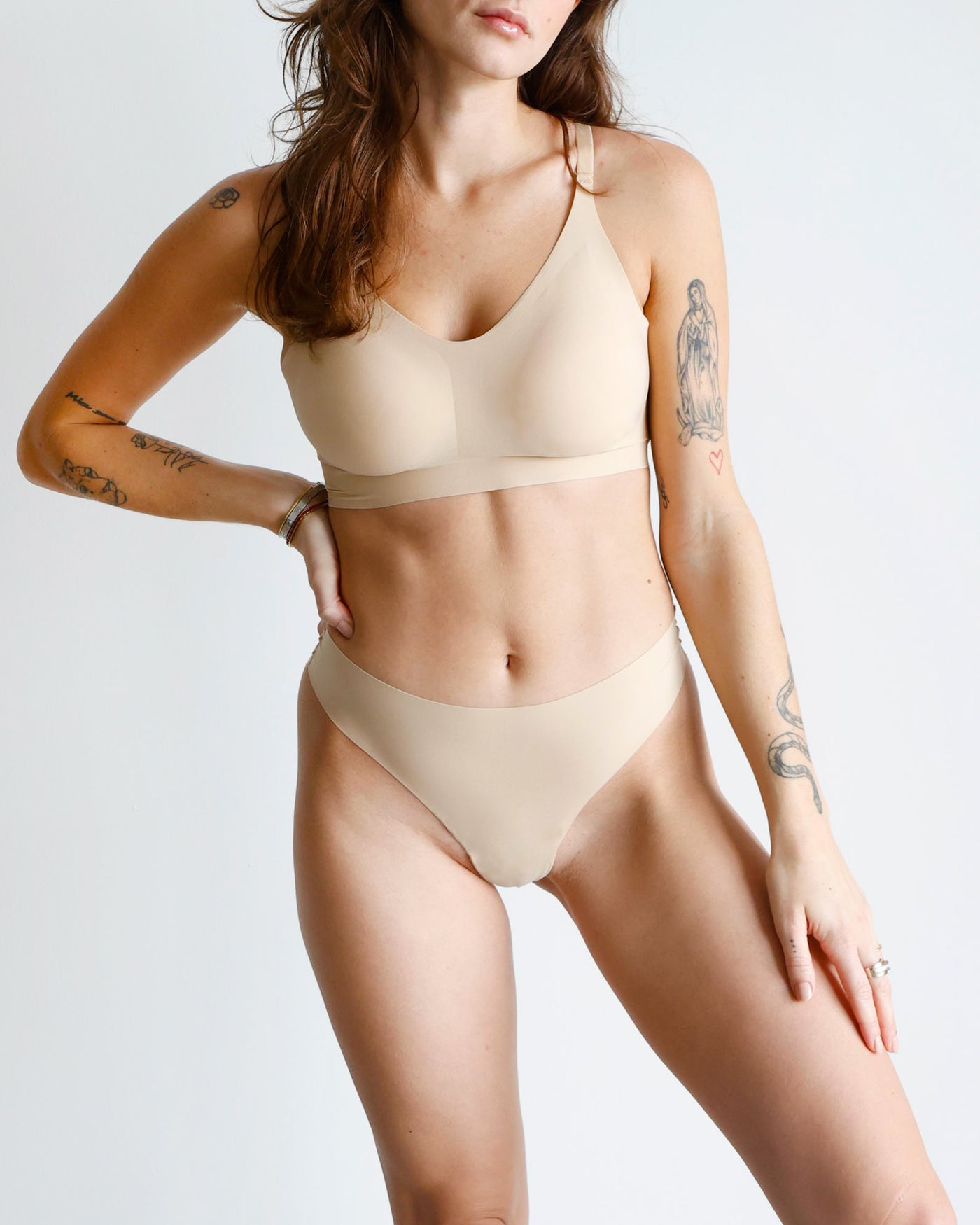 Okko Signature Mid-Rise Thong in Creme